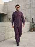 Men's Maroon Minimalist Thobe – Clean Everyday Cut