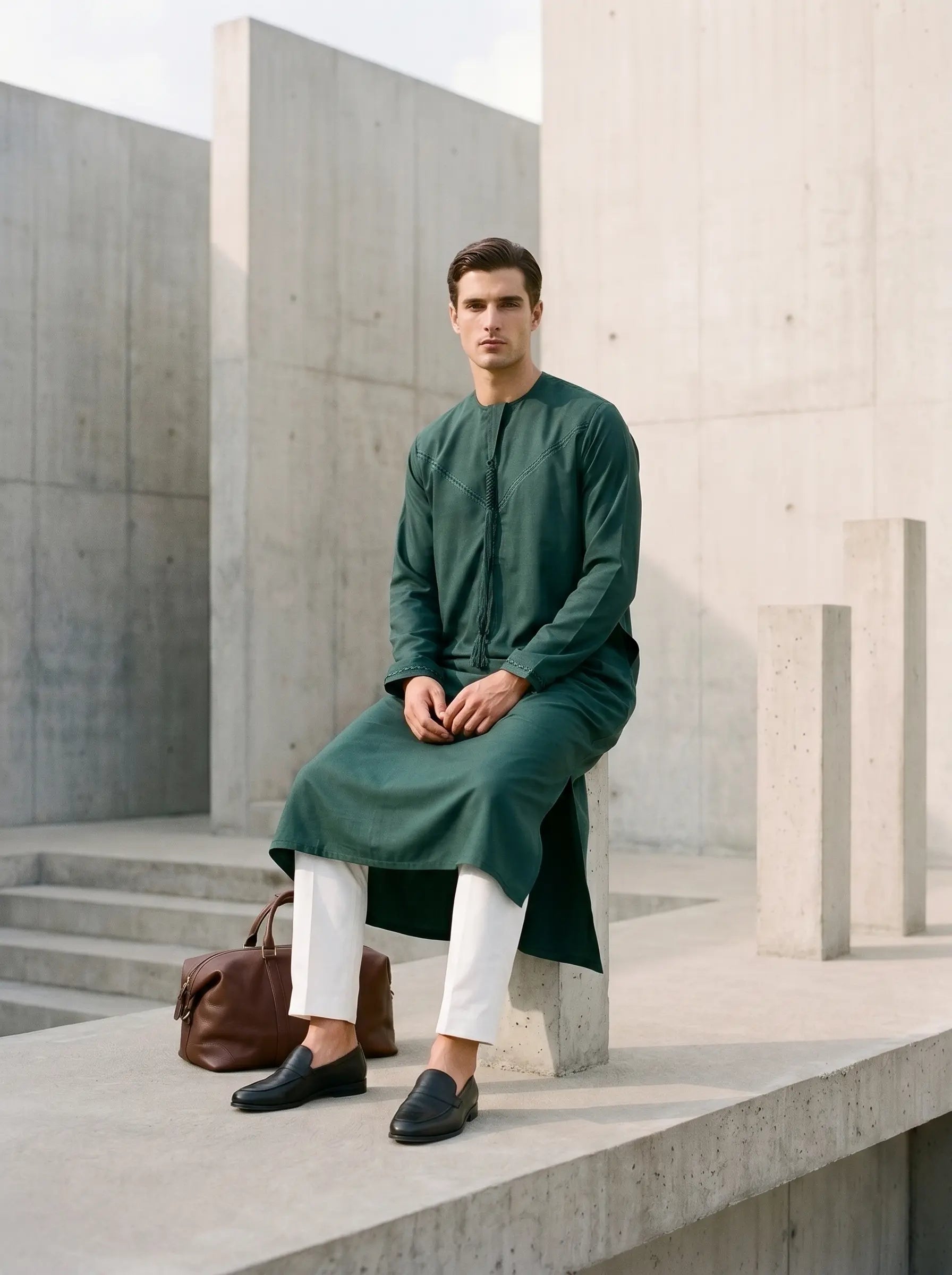 Premium White Tailored Thobe Trouser