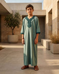 Boys' Sage Green Moroccan Gandora – Embroidered