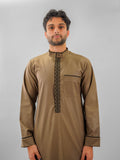 Men's Sand Beige Thobe – Honeycomb Texture