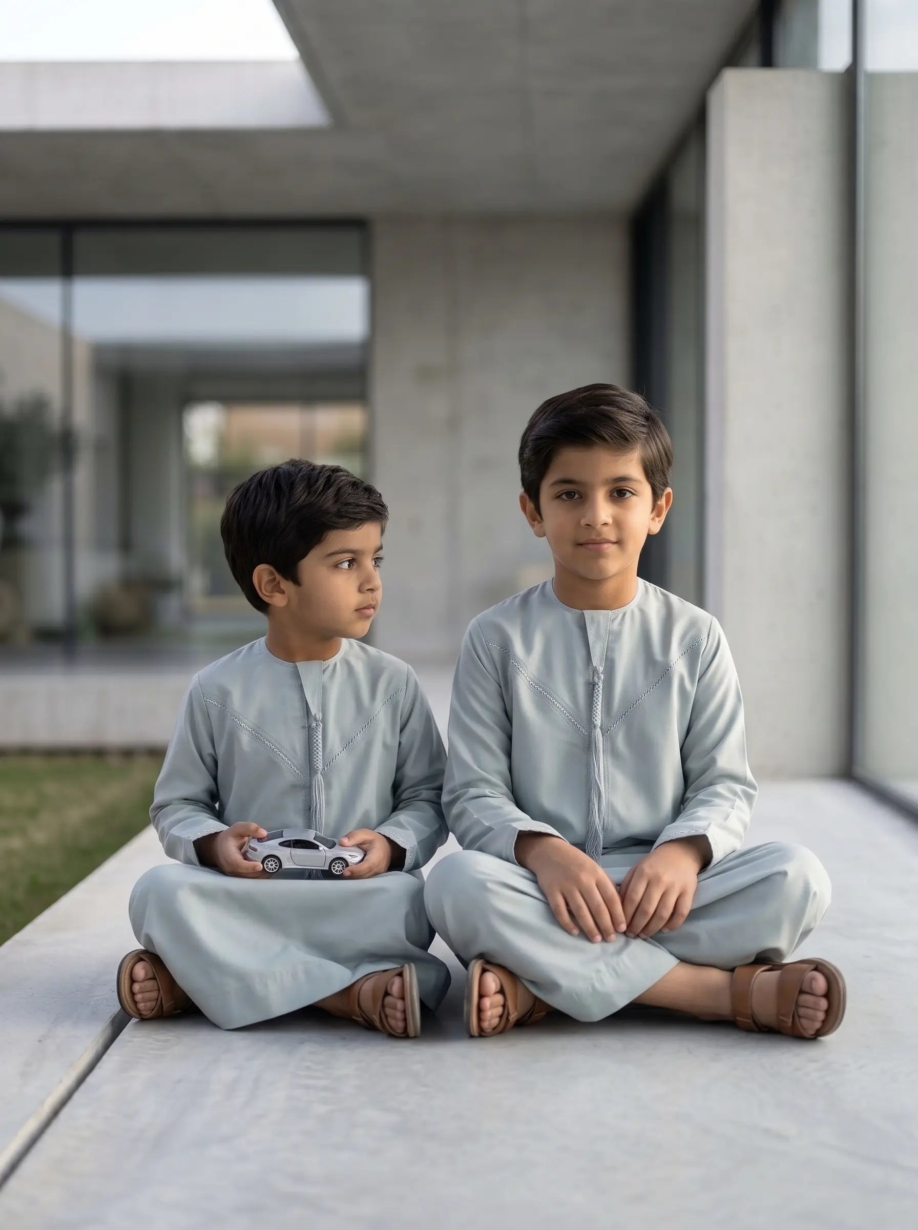 Elegant Ice Blue Emirati Thobe for Kids | Boys Jubba