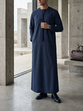 Men's Navy Blue Emirati Thobe – Braided Tarboush