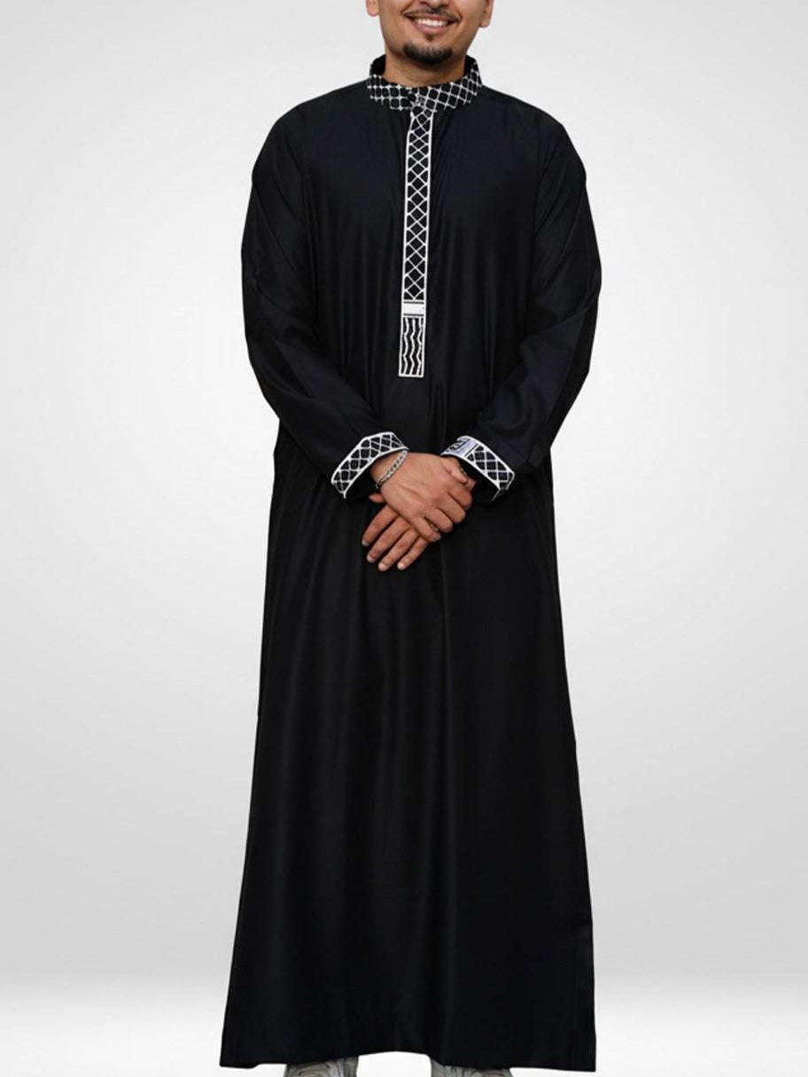 Black Palestine embroidered thobe