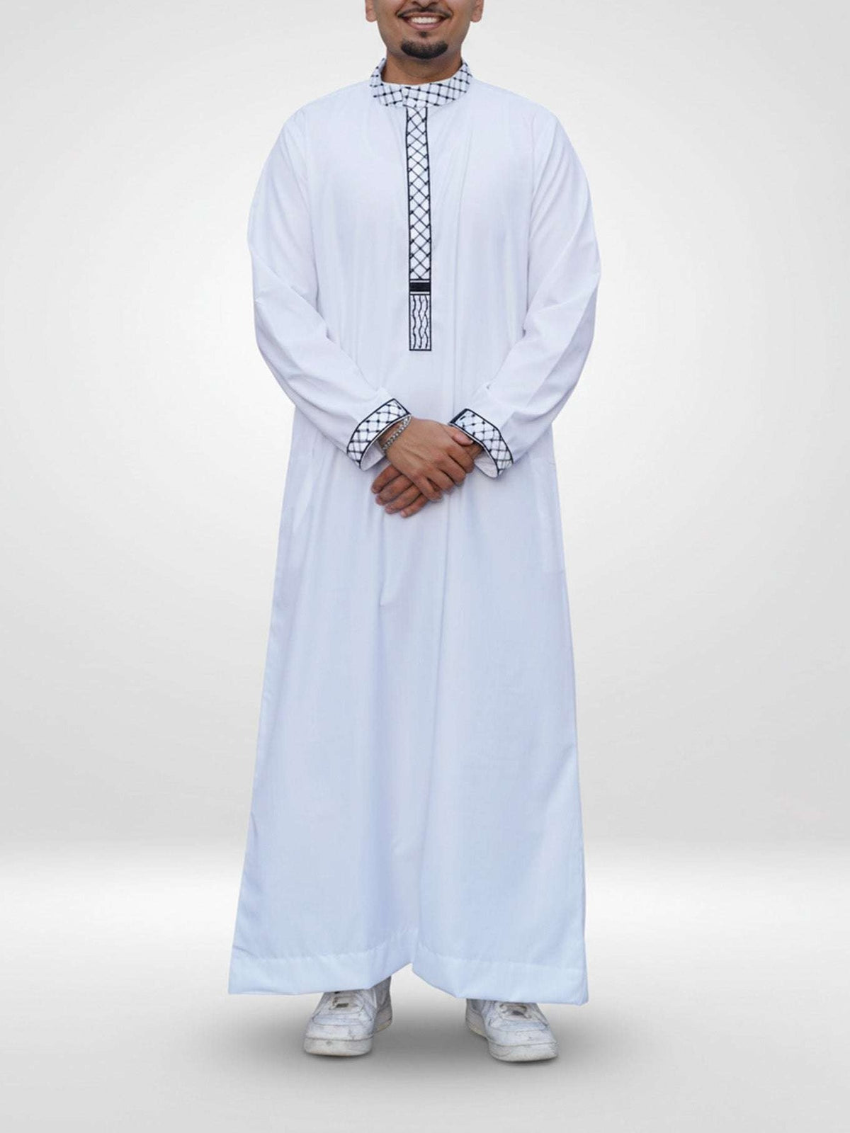 White Palestine embroidered thobe