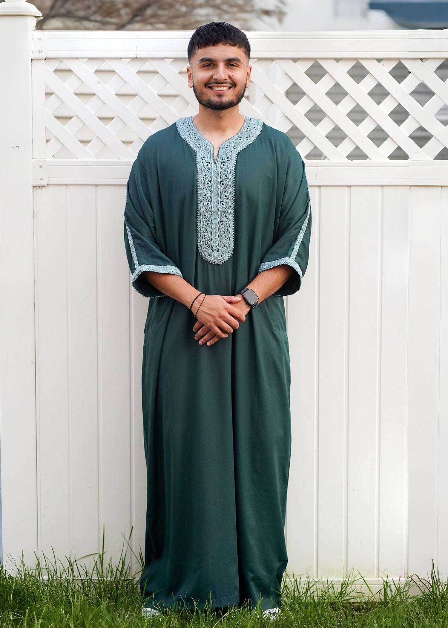Rainforest Moroccan thobe front view