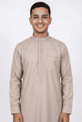 Men's Warm Linen Thobe – Embroidered Collar