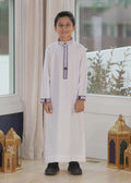 Boys' White Thobe – Kufiya Embroidery Jubba
