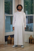 Men's White Thobe – Mandarin Collar Daily Wear